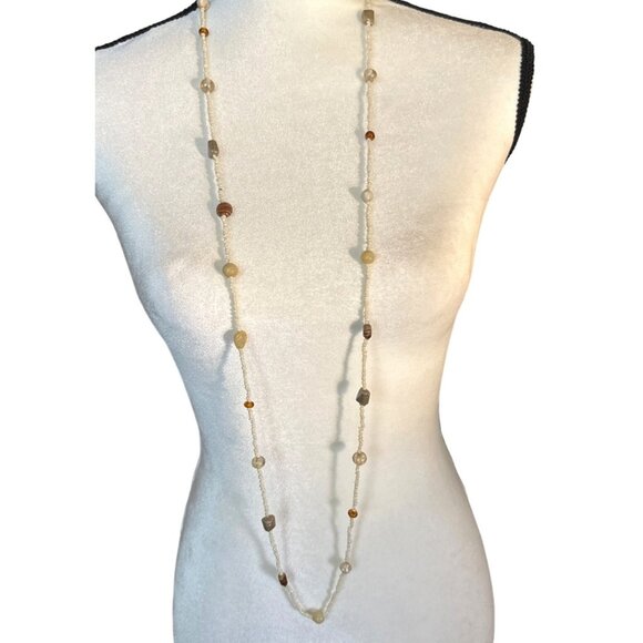 Handcrafted Seed Glass Bead Necklace Boho Style 48" Extra Long Multi-Colors - Picture 2 of 6